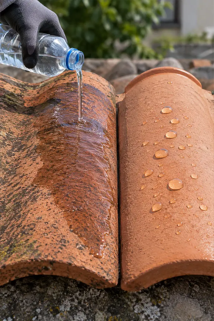 Test de porosité d'une tuile avant traitement hydrofuge dans le 06